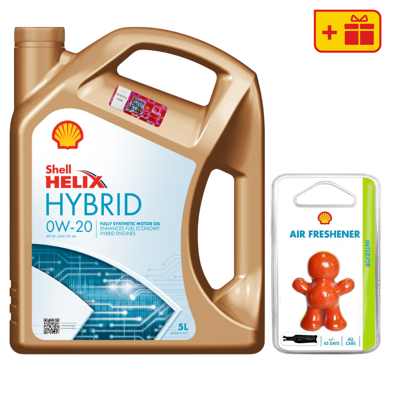 Моторна олива Shell Helix Hybrid 0W-20 + Ароматизатор Shell Little Joe Fruit